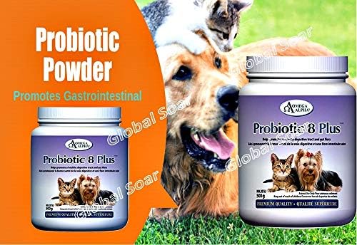 Omega Alpha Pet Probiotic 8 Plus - Probiotics, Enzymes, and Fibre for Better Pet Digestion.-500g