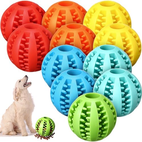 12 Pcs Dog Treat Toy Balls Bulk Interactive Dog Puzzle Toys Dispensing Puppy Balls for Teething Chew Enrichment for Boredom and Brain Stimulating Game to Keep Them Busy(Large)