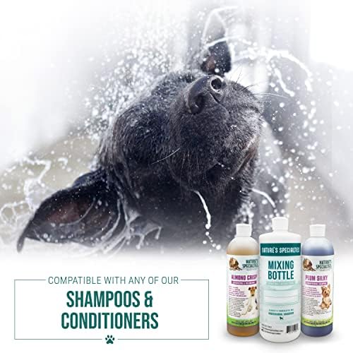 Nature's Specialties Mixing Bottle for Concentrated Dog Shampoo, Natural Choice for Professional Pet Groomers, Easy to Read Measurements, Made in USA, 32oz