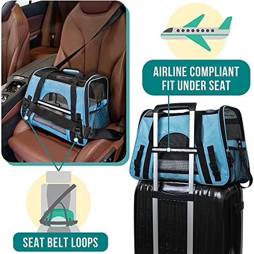 PetAmi Airline Approved Pet Carrier, Cats & Small Dogs, Large, Light Blue