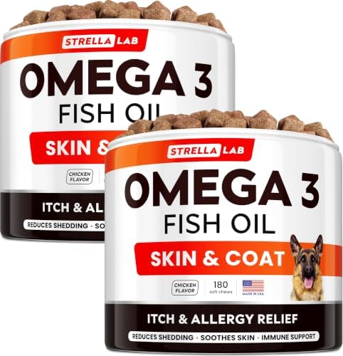 Omega 3 for Dogs - Fish Oil Skin & Coat Supplement, Itch & Allergy Support