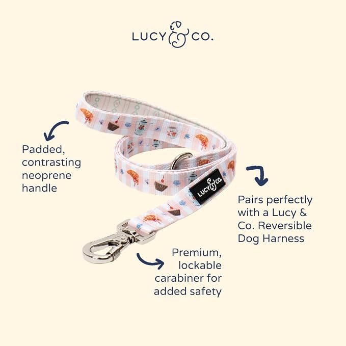 Lucy & Co. Sipping Slowly Dog Leash, Durable Matching Dog Lead with Heavy Duty Hardware, Large