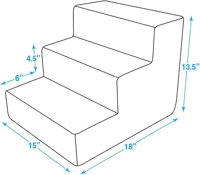Best Pet Supplies Dog Stairs & Steps - Foam Steps for Small Dogs & Cats, Non-Slip Indoor Balanced Pet Step Support, Dog Ramp, No Assembly, Gray Lattice Print, 3-Step (13.5-inch Height)
