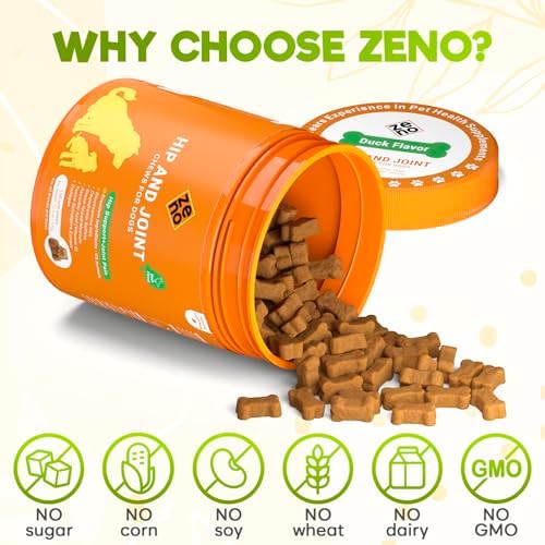 ZENO Glucosamine HCL & Hip and Joint Chews for Dogs - 150 pcs - Advanced Hip and Joint Support for Dogs - with MSM & Green Lipped Mussel - Duck