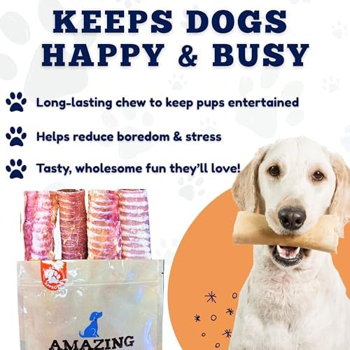 Amazing Dog Treats - 12 Inch Beef Trachea Chews for Dogs (10 pcs/pk) - 100% Natural Trachea Dog Treats - Excellent Source of Glucosamine - Natural Long Lasting Treats