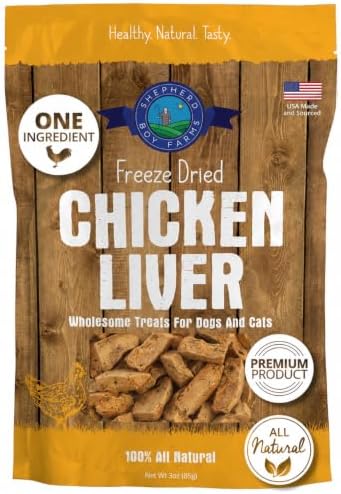 Shepherd Boy Farms Freeze Dried Chicken Liver, Dog and Cat Treats, 3oz