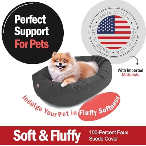 Majestic Pet Suede Calming Dog Bed, 24 Inch Small, Washable, Gray
