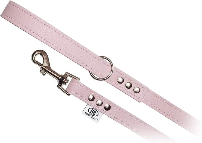 BUDDY BELT All Pebble Grain Leather Leash Pink - Premium Edition (3/4" x 4')