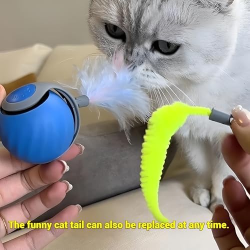 2026 Interactive Cat Toys Ball, Automatic Rolling Adult Cat Toy, Smart Moving Dog Toys for Bored Indoor Outdoor - Motion Activated Cat Toy Power Ball 2.0 Cat Toy (red)
