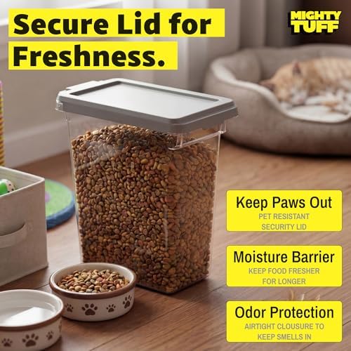 Mighty Tuff 8 lb Pet Food Storage Container with Airtight Lid, Clear