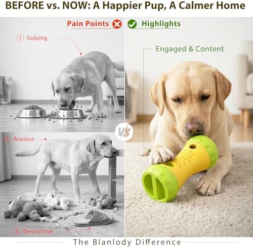 Treat Dispensing Dog Puzzle Toy, Interactive Dog Toys, Yellow | Mental Stimulating Slow Feeder, Boredom Relief, Enrichment Dog Toys to Keep Them Busy, For Small Medium Large Dogs