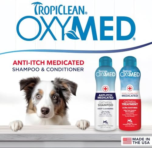 TropiClean OxyMed Medicated Dog Shampoo and Conditioner Set, 2 Pack | Skin-Soothing Oatmeal Formula | For Itchy Skin | Shampoo & Conditioner Set | For Dogs & Cats