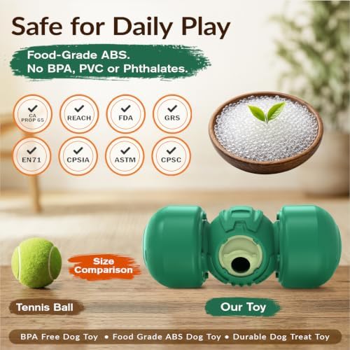 KADTC XL Dog Treat Dispenser Toy, Wobble Giggle Bone for Medium/Large Dogs | Roll-to-feed puzzle feeder: adjustable slow-feeder flow, mental exercise, energy burn, boredom relief, helps lower bloat risk
