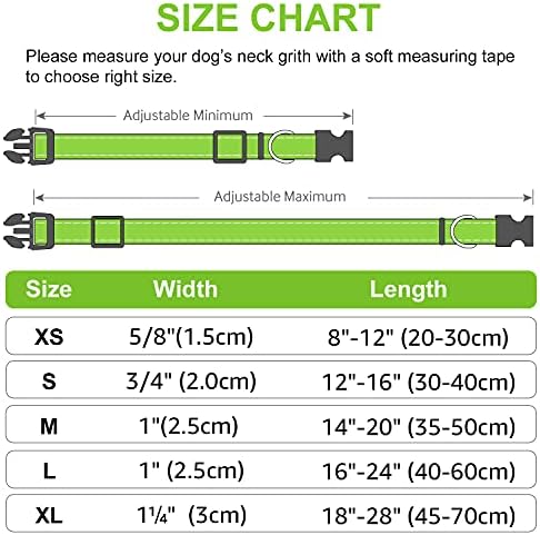 Joytale Reflective Dog Collar, Adjustable Neoprene Padded, Green M