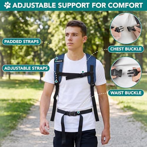 PetAmi Expandable Dog Backpack Carrier, Top Window & Multi-Entry, Up to 18 lbs, Navy