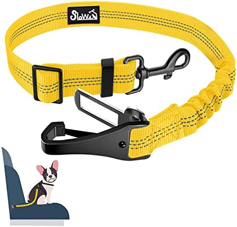 SlowTon Dog Harness - Adjustable Seatbelt, 2-in-1 Latch Bar, Yellow, 27.55in