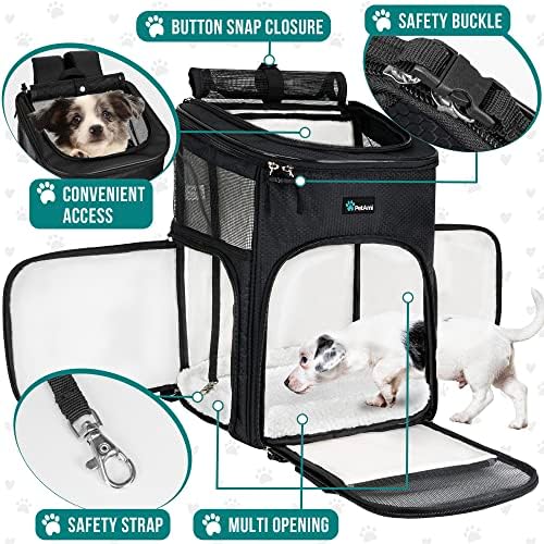 PetAmi Dog Backpack Carrier, Airline Approved, 4-Way Entry, Black
