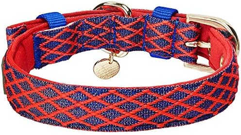 Blueberry Pet Diamond Pattern Adjustable Neoprene Padded Dog Collar with Metal Buckle - True Red, Neck 9-12.5", for Small Breed