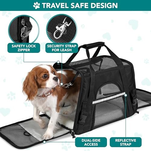 PetAmi Airline Approved Pet Carrier, Cats & Small Dogs, Small, Black