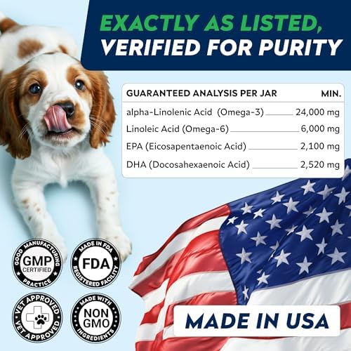 Omega 3 for Dogs - Fish Oil Skin & Coat Supplement, Itch & Allergy Support