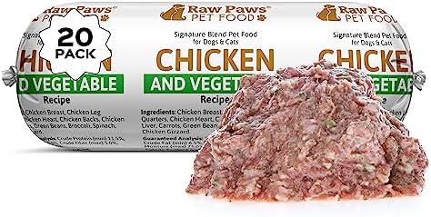 Raw Paws Raw Chicken & Vegetable Recipe Dog & Cat Food, 1-lb Roll (20 Pack)