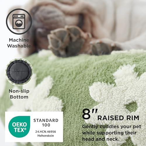 LE SURE Shown on TV Jacquard Donut Dog Bed Medium Size,Green 30x30x8in