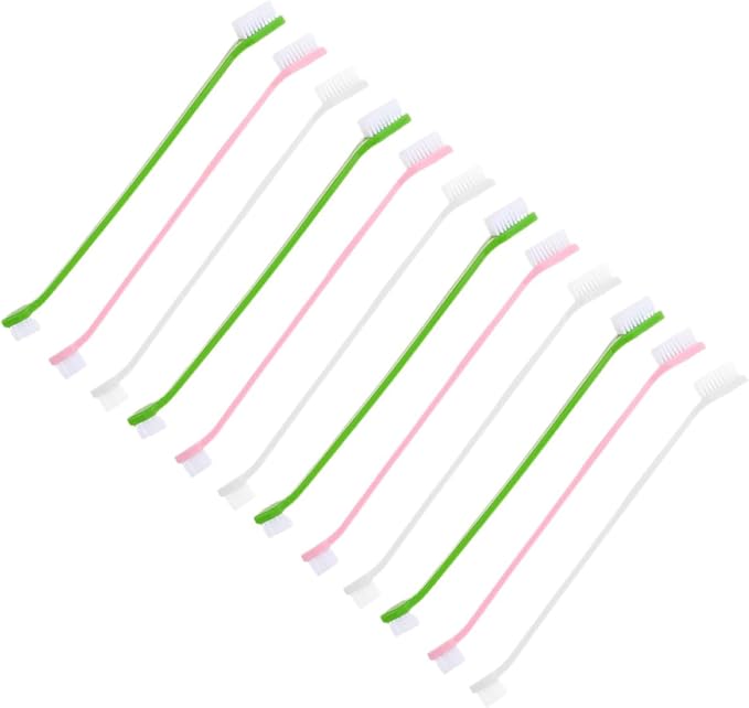 jojofuny 12pcs Dual-Head Dog Toothbrushes with Soft Bristles Large Size Pet Oral Cleaning Brush for Dogs and Puppies Dental Care Kit