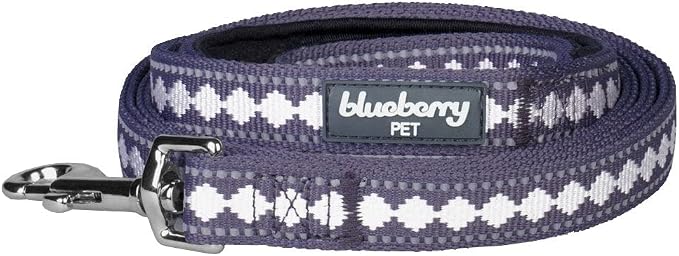 Blueberry Pet 3M Reflective Jacquard Dog Leash with Soft & Comfortable Handle, 5 ft x 5/8", Purple Grey, Small, Leashes for Dogs