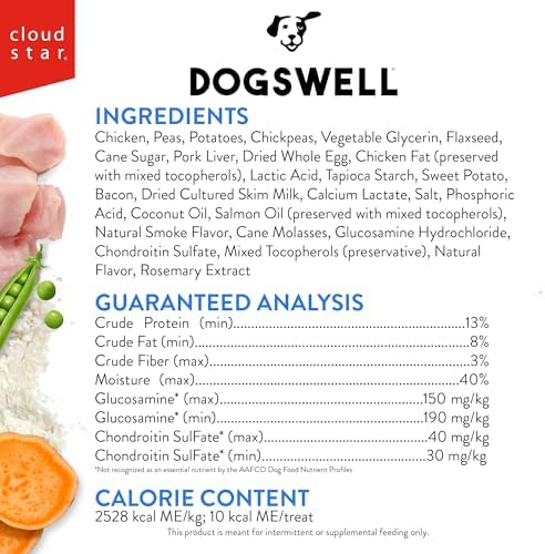 DOGSWELL Hip & Joint Soft & Chewy Dog Treats, Chicken 14 oz. Bag