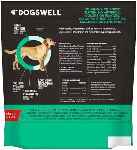 DOGSWELL Hip & Joint Grillers Dog Treats, Duck, 20 oz. Pouch