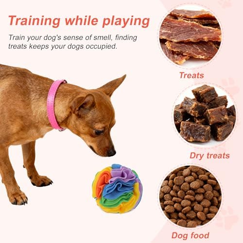 Snuffle Ball for Dogs, Interactive Dog Toys, Colorful, Large | Designed for Small Breeds and Puppies, Machine Washable