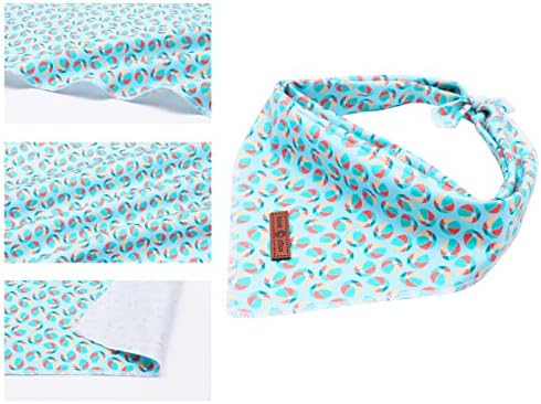 Lionet Paws Summer Dog Bandanas 2 Pack, Blue Washable Dog Triangle Bibs Scarf Dog Kerchief,Adjustable Triangle Holiday Scarves for Medium Large Extra Large Dogs Pets, Ball&StarFish