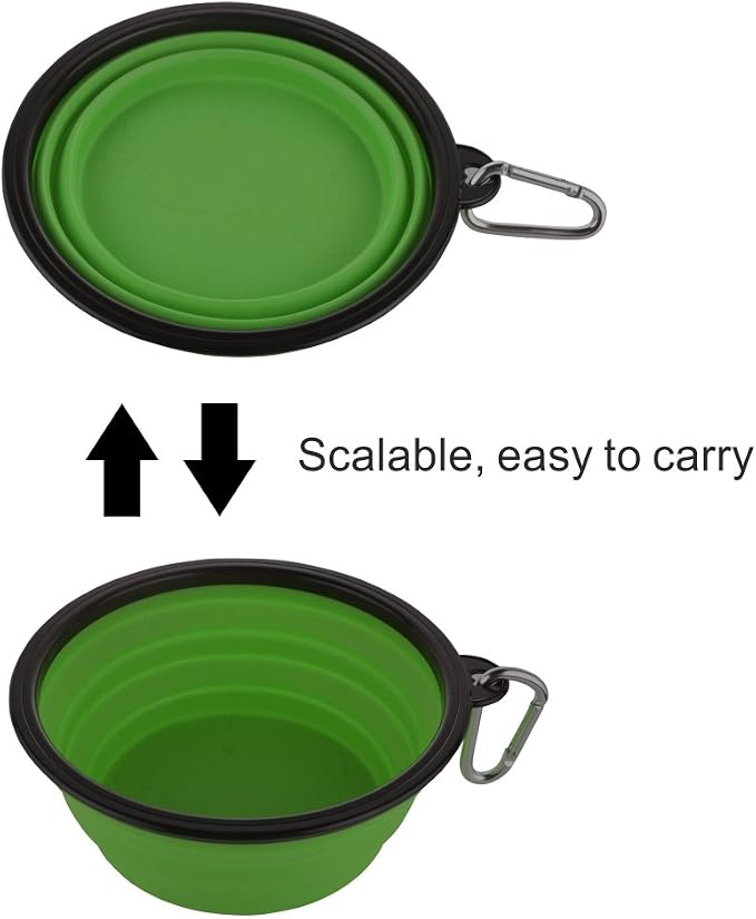 Large Collapsible Dog Bowls, 2 Pack, 34oz, Purple+Green