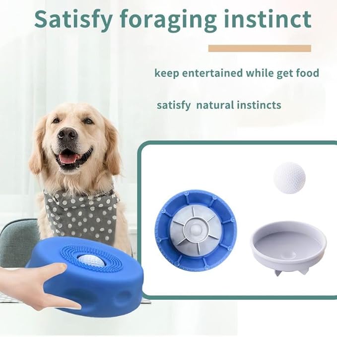 Slow Feeder Dog Lick Bowl with Rolling Ball,Anti-Slip Silicone Puzzle Feeder for Liquid Treats,Bone Broth,Yogurt,Wet Food,Anxiety Relief Enrichment Lick Toy for Large Medium Small Dogs & Cats (Grey)