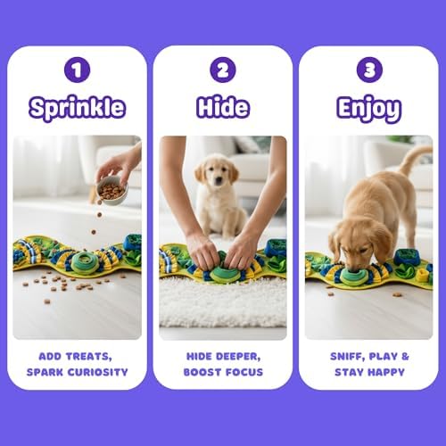 Snuffle Mat for Dogs & Cats - Slow Feeder Dog Enrichment Puzzle Toy | Interactive Toy for Mental Stimulation & Boredom - Natural Foraging & Stress Relief -39x12 In - Large & Small Breeds, Puppies
