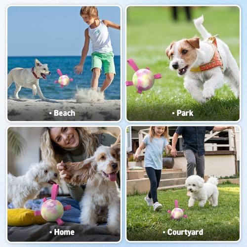 QDAN Dog Soccer Ball with Straps, Small Puppy Durable Dog Toys, 5 Inch | Balls for Tug, Puppy Birthday Gifts For Small Dogs, Water Pool Toy, Training Pet Puppy Toys for Dog Mentally Stimulating