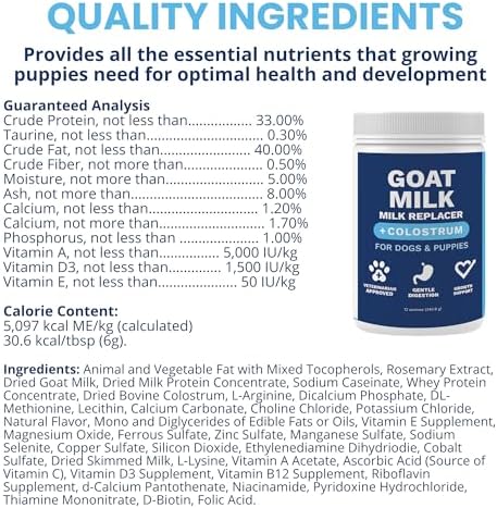 Under the Weather Puppy Milk Replacement Formula + Colostrum for Dogs & Puppies | Goat Milk Replacer Powder | Goat-Based Formula with Colostrum for Immune & Digestive Support - 12 oz