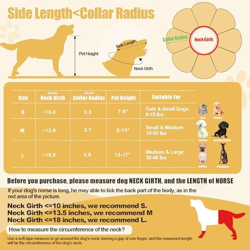 HOMBYS Soft Dog Cone for Dogs and Cats, Cute & Fluffy Flower Shape for Claming, Adjustable Dog Collar Alternative After Surgery, Protective Elizabethan Collar for Dogs Recovery & Stop Licking, L