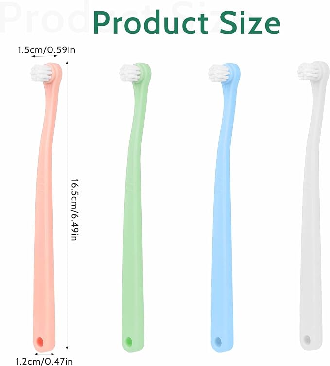 4 Pack Small Dog Toothbrush Pet Toothbrush Cat Tooth Brush Puppy Toothbrush Mini Head Soft Tooth Brush Deep Clean Kit for Puppy,Kitten,Small Dog & Cat,Portable Travel Friendly and Easy to Use