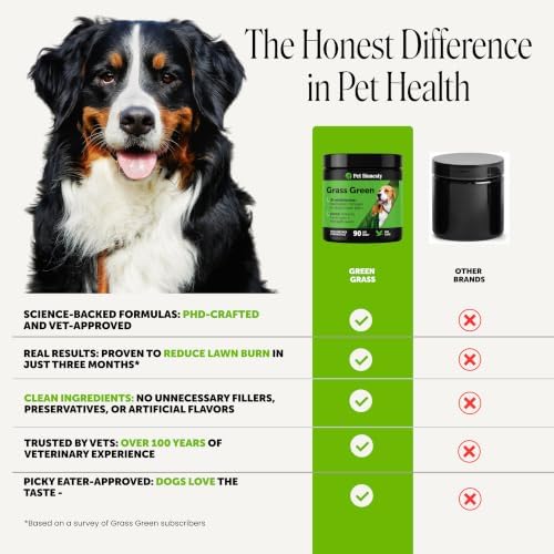Grass Green Dog Urine Neutralizer for Lawns - Stops Yellow Burn Spots & Brown Grass - Lawn Saver Supplement with dl-Methionine, Probiotics & Digestive Enzymes - Green Grass Chews (Duck, 90 Ct)