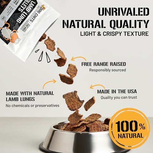 Dog Chits Lamb Lung Fillets Dog and Puppy Treats - Low Fat, High Protein Single Ingredient Dog Treat - Easy to Break Slices - Great for Training - Made in USA, Large 10 oz. Bag