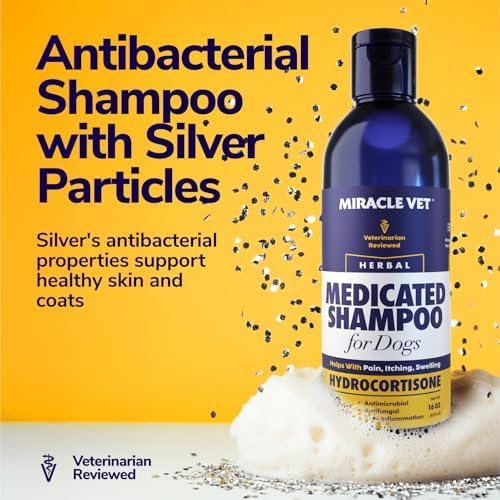 Miracle Vet Medicated Dog Shampoo for Itchy Skin Relief - Antifungal for Dog Allergy Relief, Yeast Infection, Hot Spot & Dry Skin Anti-Itch Treatment Wash - Hydrocortisone (16 oz)
