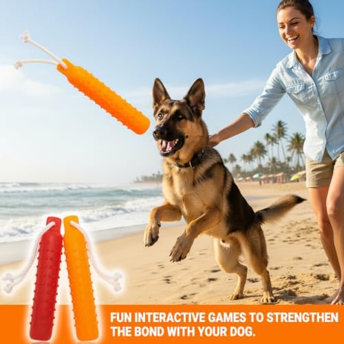 Dog Water Toys, 2 Pack Floating Bumper Fetch Toy Dummy | Interactive Retrieving Training Float Pet Rope Toy for Pool, Lake Outdoor Small Medium Large Dogs