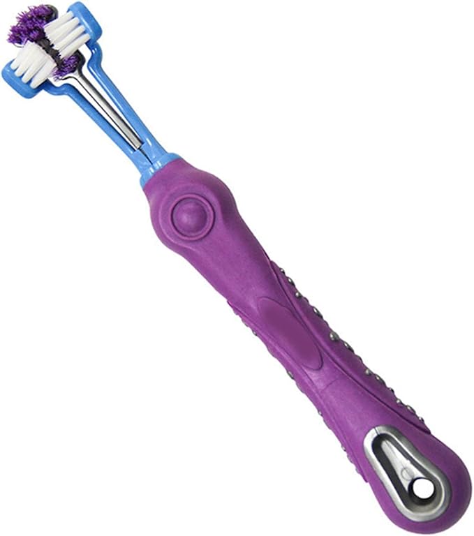 LJCM Dog and Cat Toothbrush, Saving Your Time 3 Sided Pet Toothbrush Effective Cleaning Multi Angle Design Pet Supplies Comfortable for Home Use (Purple)