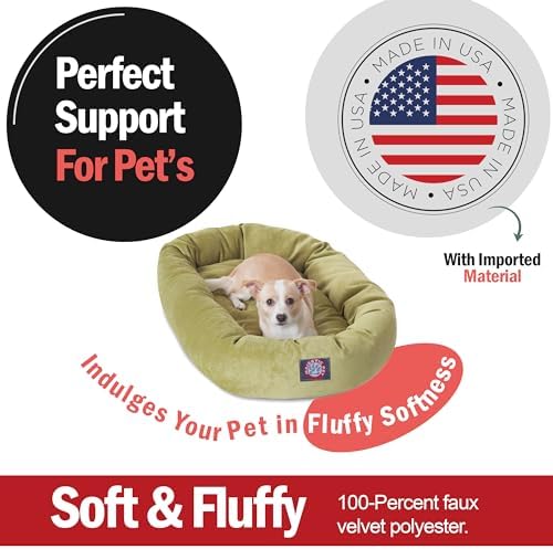 Majestic Pet Micro Velvet Calming Dog Bed, 32 Inch Medium, Washable, Apple
