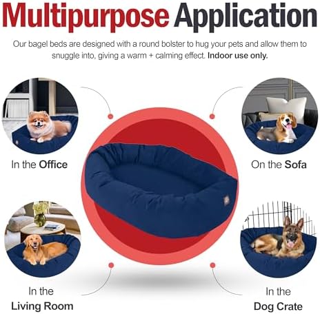 Majestic Pet Suede Calming Dog Bed, 32 Inch Medium, Washable, Navy