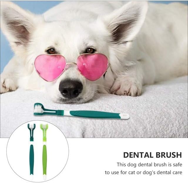 Dog Toothbrush, Triple Headed Toothbrush Dog for Pet Dental Care Health Supplies