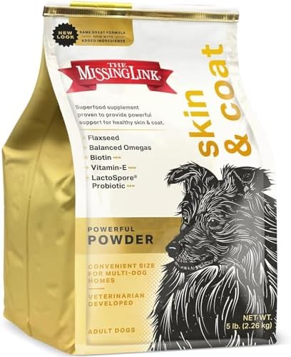 The Missing Link Skin & Coat + Probiotics Supplement 5lb Bag - Powerful Superfood Powder for Dogs Supports Healthy Skin & Glossy Coat, Promotes Hair Growth