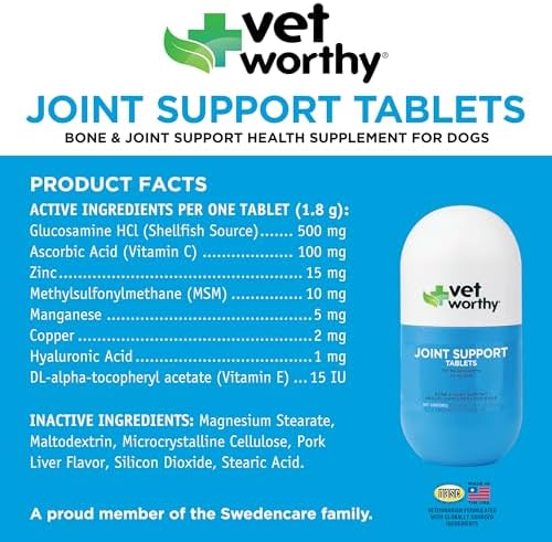 Vet Worthy Joint Support - Hip & Joint Tablets for Dogs - 90ct