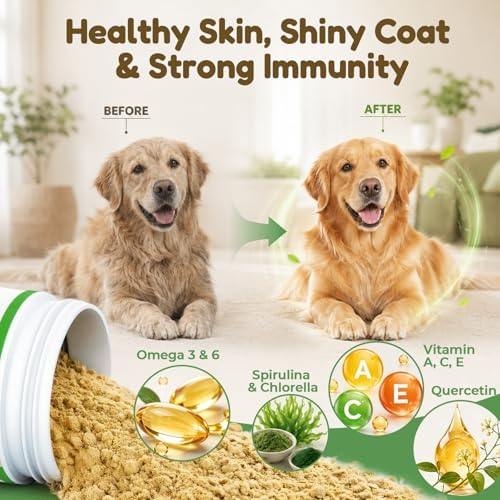 VUN Pet The Daily Dog Vitamins Supplements Multivitamin Powder for Dogs - Supports Whole Body Health, Digestion, Mobility & Immunity with Collagen, Glucosamine & Probiotics